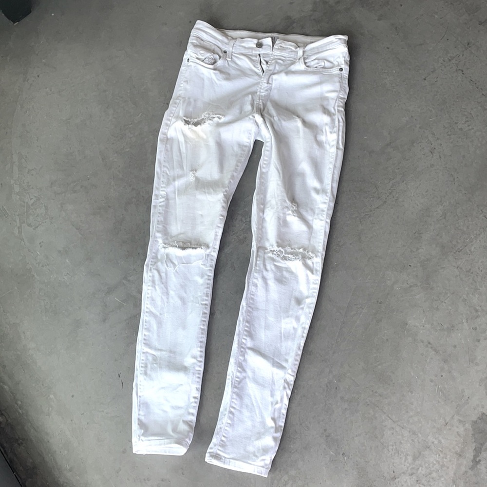 A Gold E white ripped denim size 27